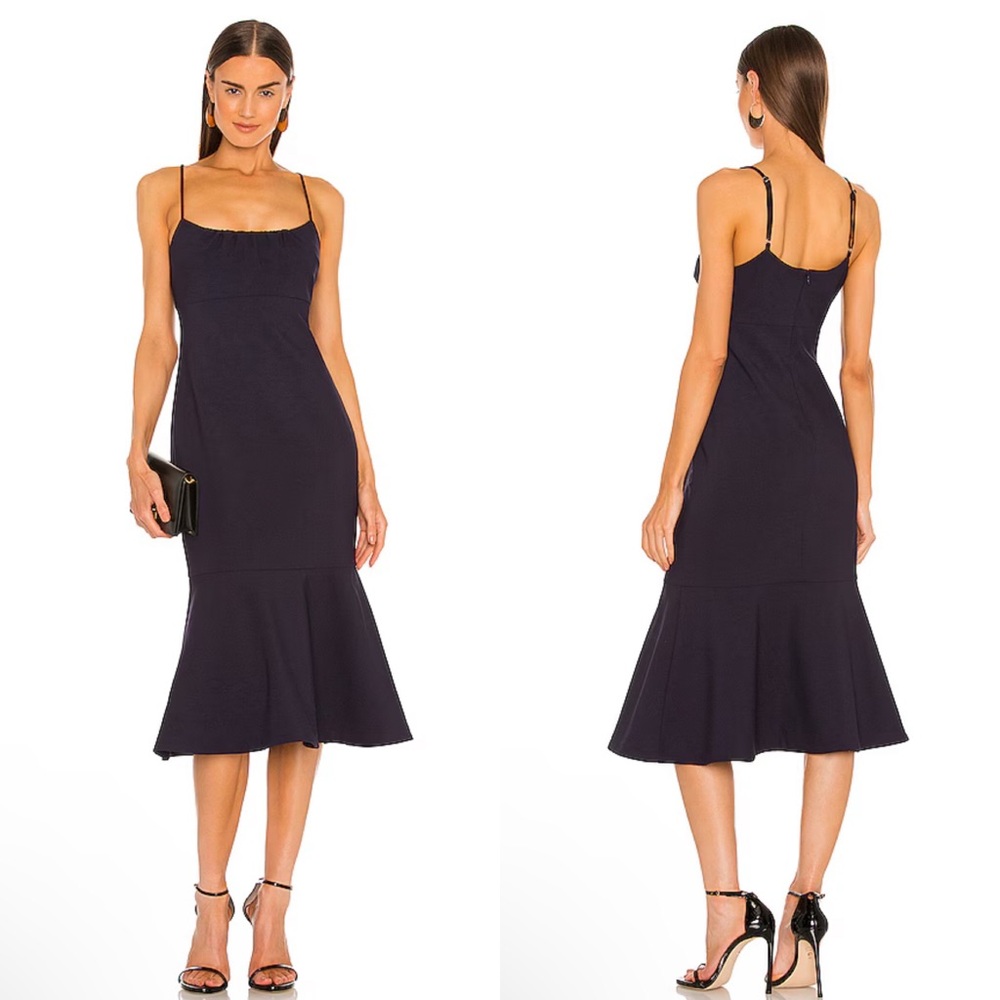 NEW NWT LIKELY Prina Midi Dress Trumpet Hem In Black